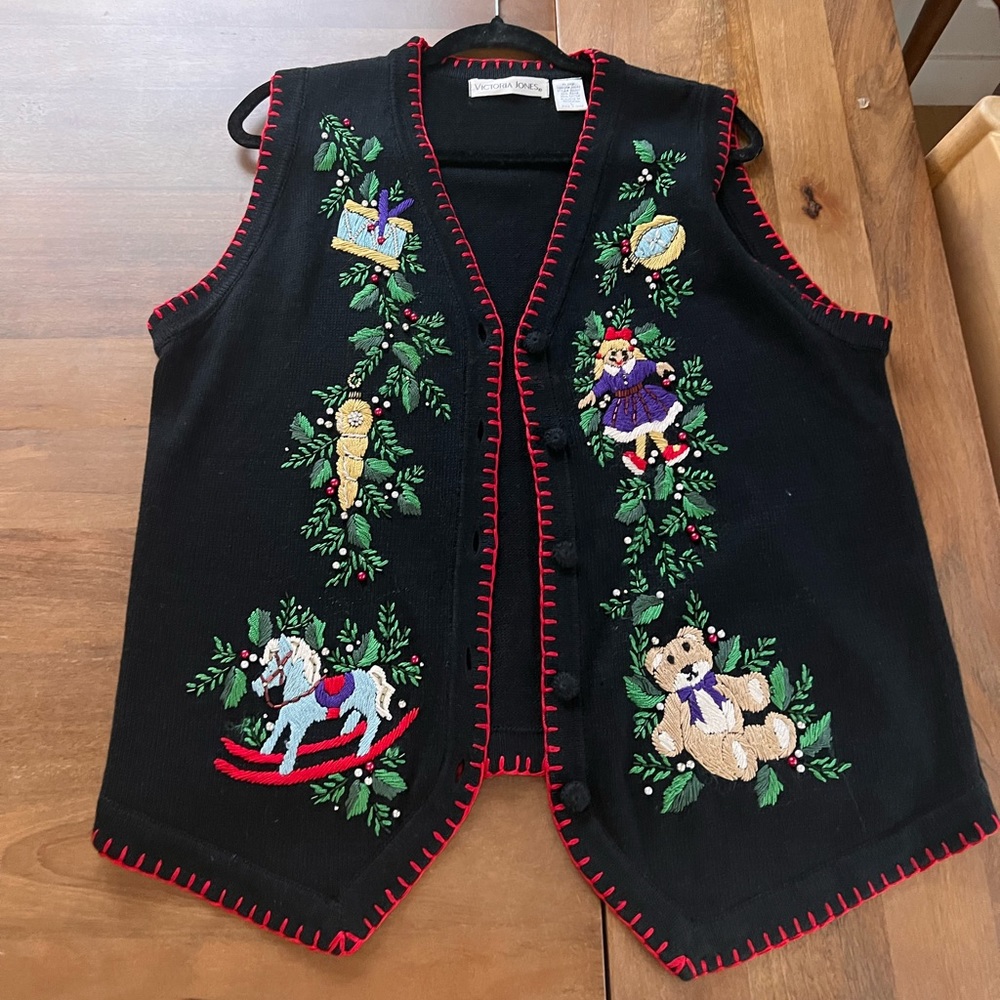 Vintage Christmas Sweater Vest Knit size Large